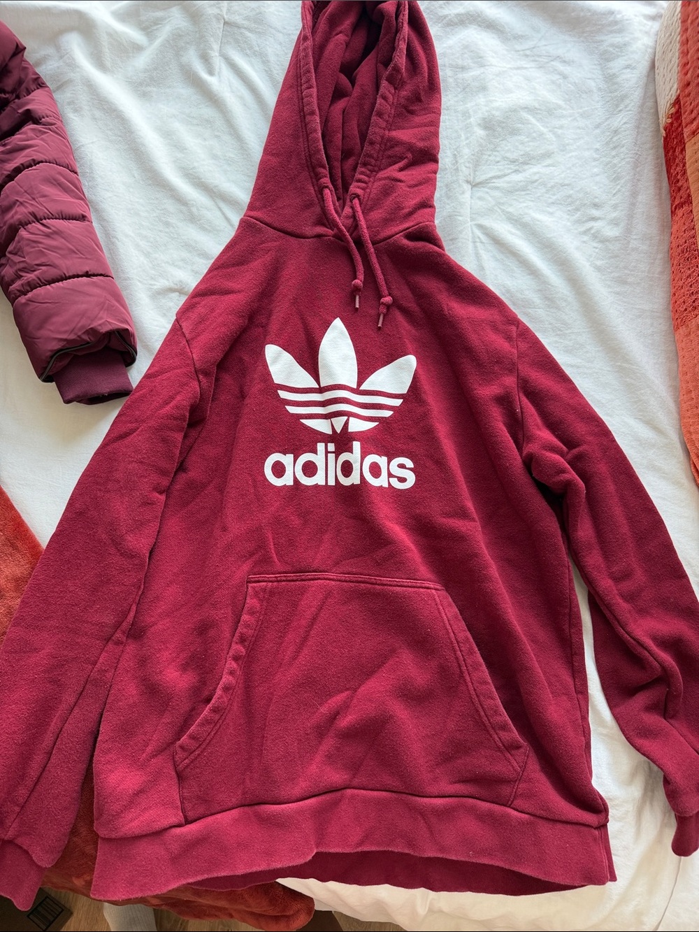 adidas Maroon Trefoil Pullover Hoodie